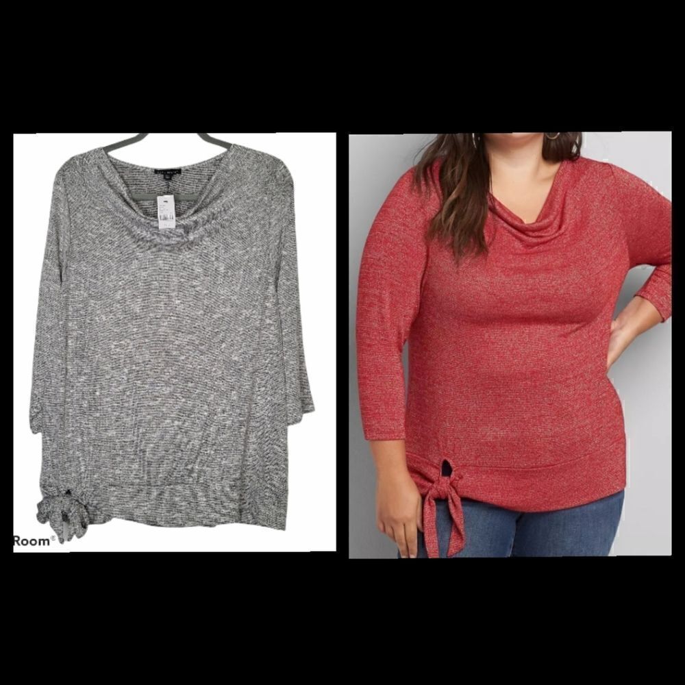 10W 12W Lane Bryant Cowl Neck Top Metalic Tie Hem